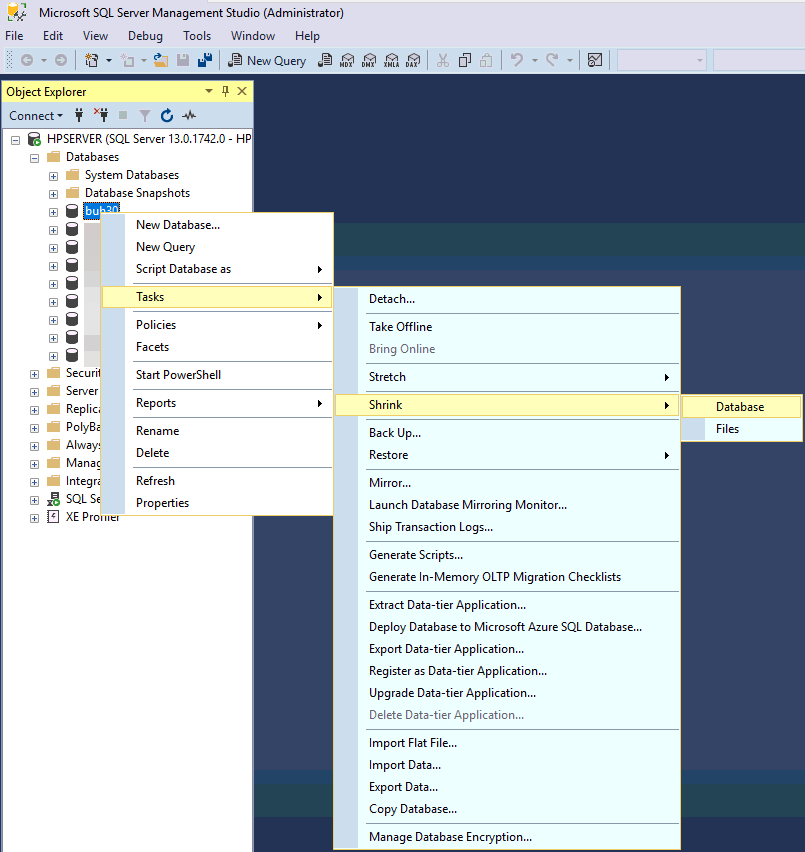 Окно microsoft SQL