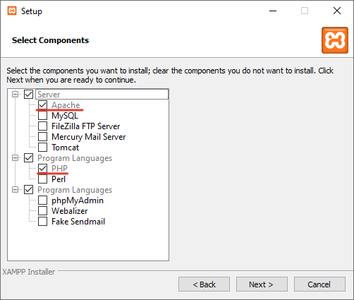 Окно установки