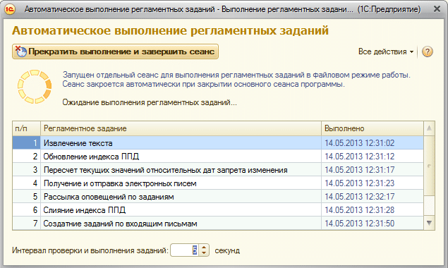 Расписание события