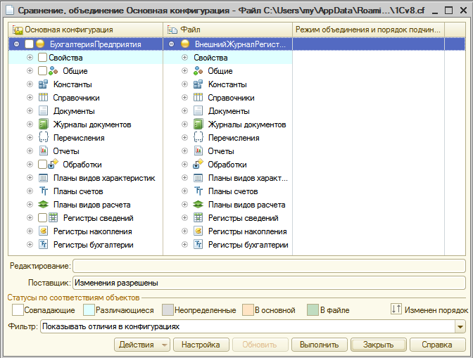 Сравнение, объединение
